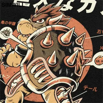 Japonské Harajuku Bowserzilla T Shirt Legrační Grafický Tisk Cotton T-Shirt Men Krátký Rukáv Posádky Krku Kaiju Tee Humor Manga Topy