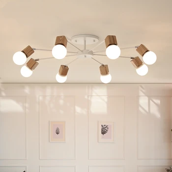 Japonské retro Dřevo LED lustr Stropní svítidla Svítidla pro kuchyň Obývací Pokoj Listry De Sala Plafon luminarie svítidla