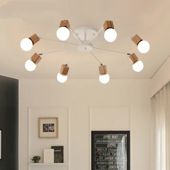 Japonské retro Dřevo LED lustr Stropní svítidla Svítidla pro kuchyň Obývací Pokoj Listry De Sala Plafon luminarie svítidla