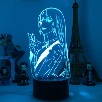 Japonské Waifu Anime Lampa Yumeko Jabami Z Kakegurui Kompulzivní Gambler 3D Noční světlo Dárek pro Ložnice Dekorace