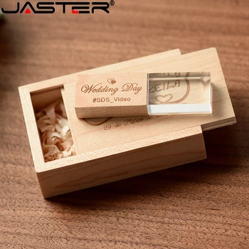 JASTER USB 2.0 svatební fotografie zdarma vlastní LOGO dřevěné crystal dřevěné 64GB 128GB 16GB 32GB 4GB memory stick, flash disk