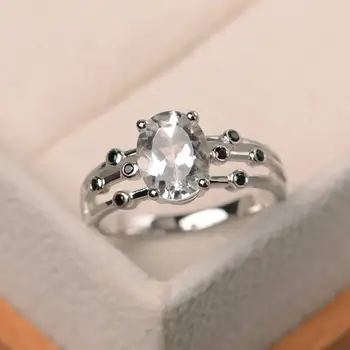 Jednoduchý Elegantní Ženské Fialové Oválné Prsten 925 sterling silver Šperky, svatební Svatební Prsteny Pro Ženy, Narození Kámen, Dárek Lady