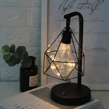 Jednoduchý Retro Žehlička Stolní Lampa AA Baterie Tvar Diamantu Vintage Noční Světlo na Čtení Lampa Ložnice Noční Osvětlení, dekorace pokoje