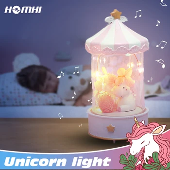 Jednorožec noční světlo music box Roztomilé koně lampa dekorace ložnice dítě, přítel, den Díkůvzdání Vánoční dívka dárek k narozeninám