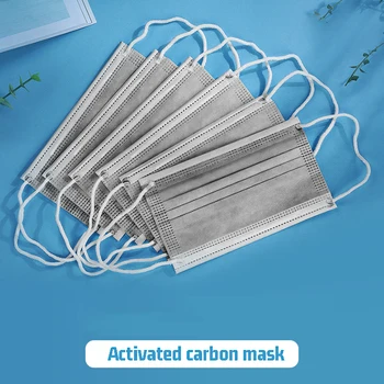 Jednorázové aktivní Uhlí Maska Čtyři Vrstvy Dýchatelný Prach-důkaz Anti-zápach S Melt Blown Hadřík Maska na Obličej