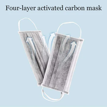 Jednorázové aktivní Uhlí Maska Čtyři Vrstvy Dýchatelný Prach-důkaz Anti-zápach S Melt Blown Hadřík Maska na Obličej