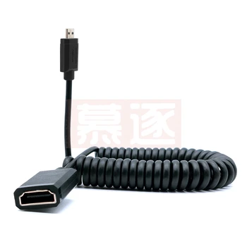 Jemný 1,8 M HDMI-MINIHDMI Kabel Micro HDMI samec Samice Úsek Jaře Curl Flexibilní Kabel 4k*2k 60 hz 2.0 OD 3.0 mm