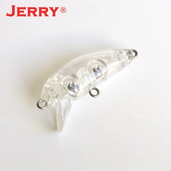 Jerry 10pcs spinning rybářské návnady prázdné těla 35mm nelakované plastové tvrdé návnady mini wobbler crankbait pomalu potápí jediný háček