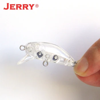 Jerry 10pcs spinning rybářské návnady prázdné těla 35mm nelakované plastové tvrdé návnady mini wobbler crankbait pomalu potápí jediný háček
