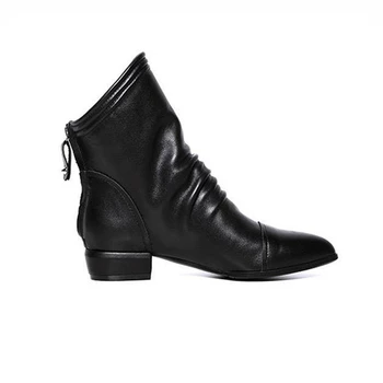 JIANBUDAN Špičaté Toe Sexy černé krátké boty Podzim zimní dámské PU kožené boty Plyšové teplé dámské nepromokavé boty 35-42