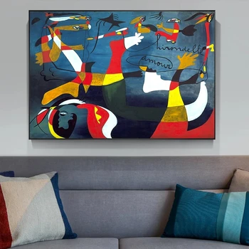 Joan Miro Slavný Abstraktní olejomalby na Plátně Umění Zdi Plakáty pro Moderní Domácí Obývací Pokoj Dekor