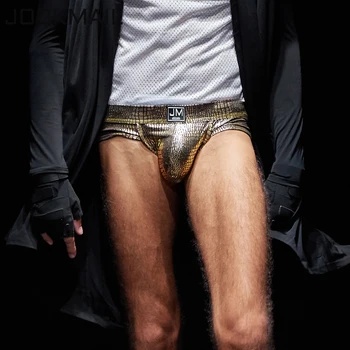 JOCKMAIL 2020 Nové bikiny, sexy kalhotky muži spodní prádlo 3KS / hodně Umělé Kůže Prodyšné slip řetězec homme calzoncill Gay spodní Prádlo