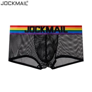 JOCKMAIL pánské boxerky bavlna rainbow sexy muži spodní prádlo pánské slipy muž kalhotky, trenýrky U konvexní pouzdro pro gaye Bílá Černá