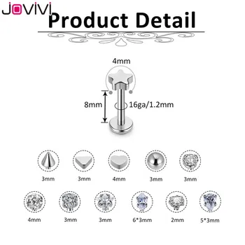 Jovivi 16G Nerezové Oceli Stud Náušnice Ucho Knoflíky na Rty Knoflíky Piercing Bijoux Šperky, Multi-používá Piercing Šperky 24 Ks