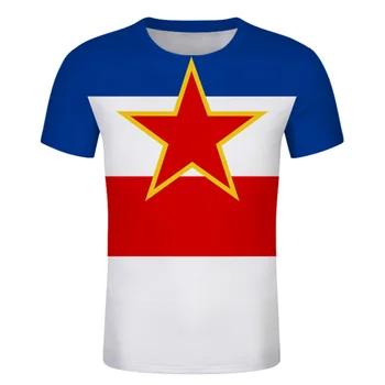 JUGOSLÁVIE Mužské T shirt red flame tričko Černé Tričko Tisk vlajka Oděv Letní neformální Streetwear