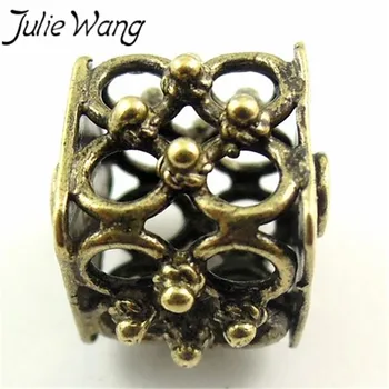 JulieWang 8ks/balení Slitiny Zinku Antické Bronzové 2mm Duté Korálky Ozdob Simulace Pearl Šperky Příslušenství DIY Ložnice
