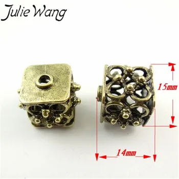 JulieWang 8ks/balení Slitiny Zinku Antické Bronzové 2mm Duté Korálky Ozdob Simulace Pearl Šperky Příslušenství DIY Ložnice