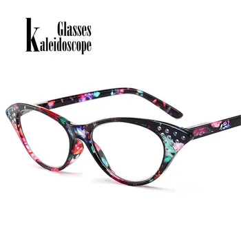 Kaleidoskop Brýle Dámy Imitace Diamond Kočky Oko Pryskyřice Čtení GlassesCateye Dalekozrakosti Číst Eyewears Muži Ženy Brýle