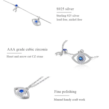 KALETINE Zlé Oko Přívěsek Náhrdelník 925 Sterling Silver Ženy Luxusní Značky Blue Stone CZ turecké Šperky, Módní 2020