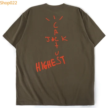 Kanye Kaktus Print T Shirt Muži Hip Hop tričko 1:1High Kvalitní Pánská Top Tees