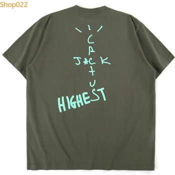 Kanye Kaktus Print T Shirt Muži Hip Hop tričko 1:1High Kvalitní Pánská Top Tees