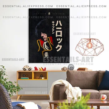 Kapitán Harlock Prostoru Pirátské Anime Plakát Plátno Zeď Umění, Malba, Výzdoba, Obrázky, Ložnice, Obývací Pokoj Domácí Dekorace Potisky