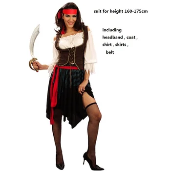Kapitán pirátů karibiku Jack Sparrow Pirát fantasia Dospělé Cosplay Maškarní Karneval Halloween Cosplay Kostým Ženy Muži