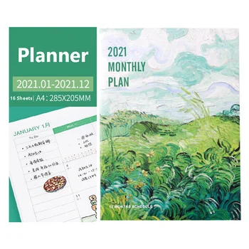Kawaii A4 Agendy 2021 Měsíční Denní Plánovač, Zápisník, Organizátor, 365 Dní Plán, Plán, Poznámkový Blok, Časopisy, Školní Kancelářské Potřeby