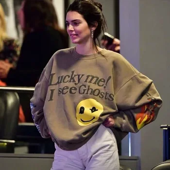 Kendall Jenner Oblečení Mikina Vidím Duchy Hip Hop Svetr Mikiny Kardashian Streetwaear Ženy Graffiti Plamen Mikiny