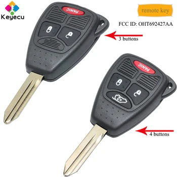 KEYECU 10PCS/Lot Keyless Entry Dálkové Klíče - 3/ 4 Tlačítka& ID46 Čip& 315MHz - FOB pro Chrysler/ Jeep/ Dodge FCC: OHT692427AA