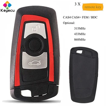 KEYECU 3KS/Lot CAS4 CAS4+ FEM / BDC Smart Remote Klíč S 3 Tlačítko 315MHz/ 434MHz/ 868MHz pro BMW F Podvozku 2011-2017 Červená Barva