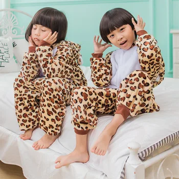 Kigurumi Pyžama Leopard, Medvěd Pro Děti Baby Girls Pyžama Chlapec Oblečení Na Spaní Zvířat Anime Dupačky Děti Kostým Kombinéza