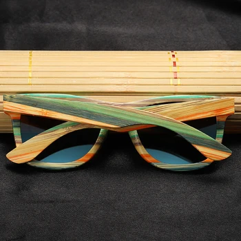Kithdia Dřevěné Polarizační Brýle S Skateboard Bambusové sluneční Brýle a Box