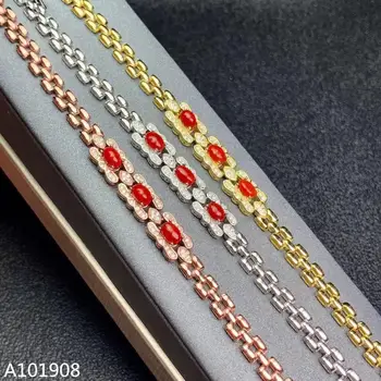 KJJEAXCMY boutique šperky 925 mincovní stříbro vykládané Přírodní red coral Dámské Náramek podpora detekce v pořádku