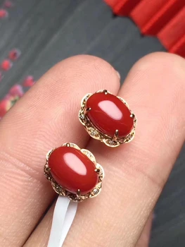 KJJEAXCMY Jemné Šperky 925 mincovní stříbro vykládané přírodní red coral ženské náušnice Ucho knoflíky módní podpora detekce
