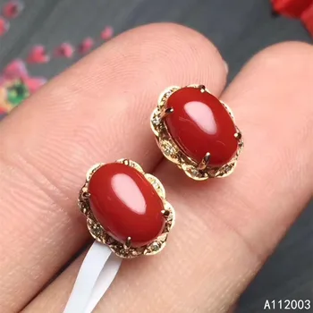 KJJEAXCMY Jemné Šperky 925 mincovní stříbro vykládané přírodní red coral ženské náušnice Ucho knoflíky módní podpora detekce