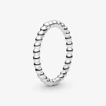 Klasické Módní 925 Sterling Silver Prstenů Kolo Kroužek Korálkový Prsten pro Ženy Engagemen Výročí DIY Šperky