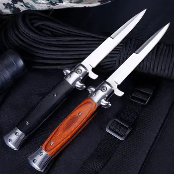 Klasický zavírací nůž italské mafie skládací nůž 440C blade dřevo rukojeť kapsa venkovní pěší turistika camping přežití taktický nůž