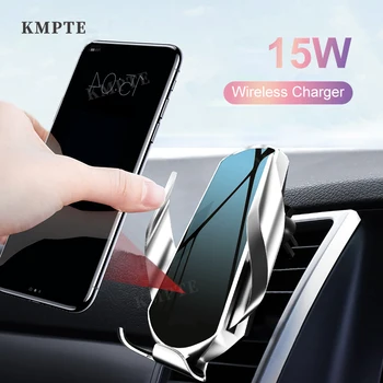 KMPTE Auto Držák Telefonu 15W Qi Bezdrátová Nabíječka Pro iPhone 12 11Pro Max XS XR-X Pro Samsung S20 S10 Xiaomi 11 infračervené Indukční