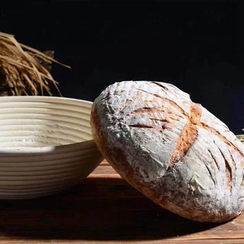 Kolo Banneton Proofing Basket Set – Brot formě Nebělené Přírodní Třtinový Pečení Chleba Kit S Látkou Vložkou