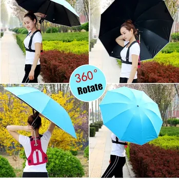 Kolo Deštník Větruodolný 360 Stupňů Rotující Deštník Pro Otce, Matku, Rybaření Parapluie Bez Ruku Sport Cyklu Deštník