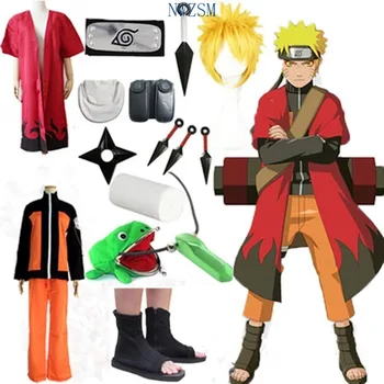 Kompletní Set Naruto Uzumaki Naruto Cosplay kostým Shippuden Uzumaki Naruto 2. Oblečení, Uniformy Set s Čelenkou, Halloween Kostým