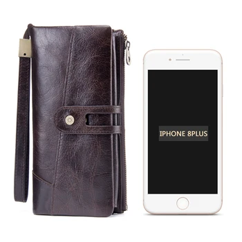 KONTAKT pánské dlouhé peněženky z pravé kůže držitele karty ženy peněženka pro mobilní telefon muže spojky vysokou kapacitou peněženka hasp design