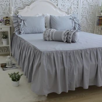 Korean bavlna ložní prádlo set Velký lotosový list Šedý přehoz na postel vyšívaný krajkový set bowknot Luxusní princezna deka kryt HM-15S