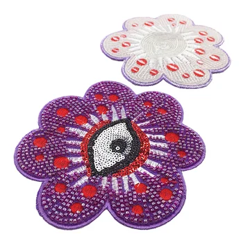 Korálkové Květiny Zlo Oko Flitry Vyšívané Nášivky Záplaty Na Oděvy Parches Bordados Ropa DIY Šít Na AC1378