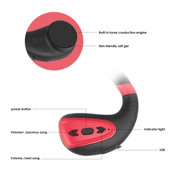 Kostní Vedení Sluchátka s Vestavěným-v Paměti 8G & IPX8 Vodotěsný MP3 Přehrávač & 2 v 1 Headset Plavání Potápění Sluchátka