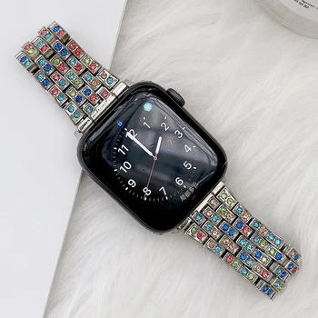 Kovové Diamond popruh pro Apple watch 6 5 4 SE 40 mm 44 mm kovové barevné pro iwatch série 3 38mm 42mm kovové z nerezové oceli popruh