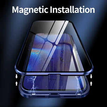 Kovové Magnetické ochranné Pouzdro Pro iPhone 12 Mi Ni Telefon Pouzdro Pro iphone 12 Pro Max Telefonu oboustranný Sklo Anti-drop Kryt