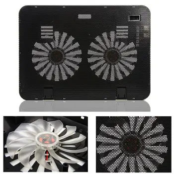 Kovový Panel Dual Fan Notebook Cooler Chladící Podložka pro Notebook Slim Stojan pro 15.6\
