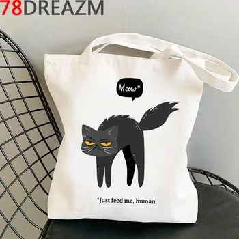 Kočka nákupní taška shopper bolsas de tela shopper bavlna kabelky, tašky bolsas reutilizables sac cabas ecobag sac toile